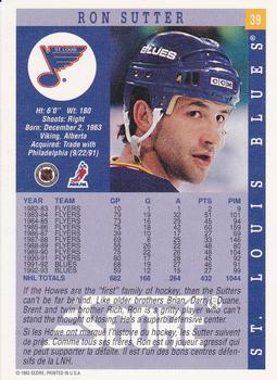 1993-94 Score Canadian #39 Ron Sutter Back