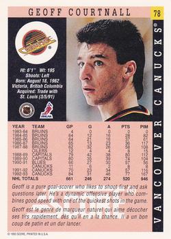 1993-94 Score Canadian #78 Geoff Courtnall Back