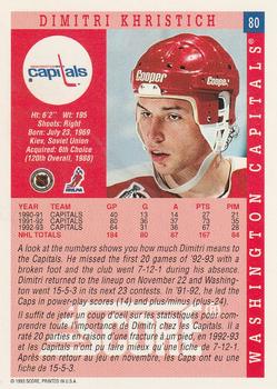 1993-94 Score Canadian #80 Dimitri Khristich Back
