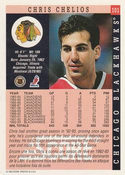 1993-94 Score Canadian #101 Chris Chelios Back