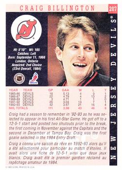 1993-94 Score Canadian #207 Craig Billington Back