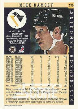 1993-94 Score Canadian #179 Mike Ramsey Back