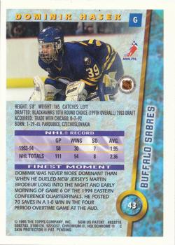 1994-95 Finest - Refractors #43 Dominik Hasek Back