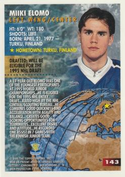 1994-95 Finest - Refractors #143 Miika Elomo Back