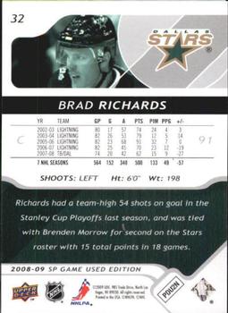 2008-09 SP Game Used #32 Brad Richards Back