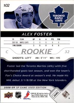 2008-09 SP Game Used #102 Alex Foster Back