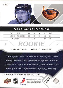 2008-09 SP Game Used #182 Nathan Oystrick Back
