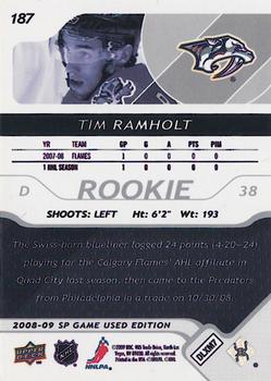 2008-09 SP Game Used #187 Tim Ramholt Back