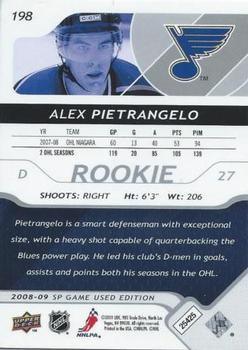 2008-09 SP Game Used #198 Alex Pietrangelo Back