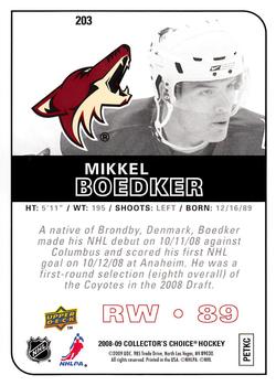 2008-09 Collector's Choice #203 Mikkel Boedker Back