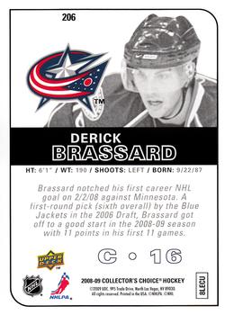 2008-09 Collector's Choice #206 Derick Brassard Back