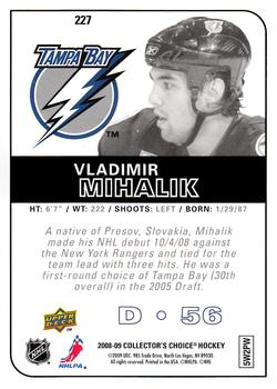 2008-09 Collector's Choice #227 Vladimir Mihalik Back