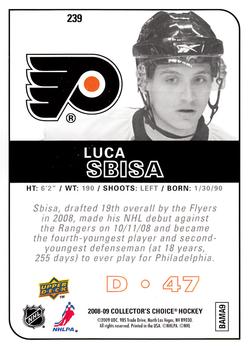 2008-09 Collector's Choice #239 Luca Sbisa Back