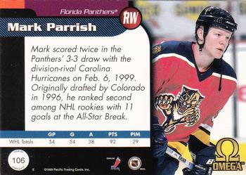1998-99 Pacific Omega #106 Mark Parrish Back