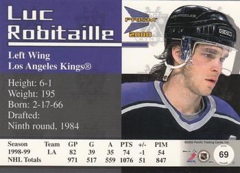 1999-00 Pacific Prism #69 Luc Robitaille Back