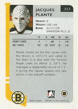 2004-05 In The Game Franchises US East #313 Jacques Plante Back