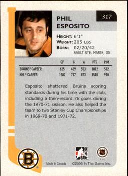 2004-05 In The Game Franchises US East #317 Phil Esposito Back