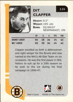2004-05 In The Game Franchises US East #334 Dit Clapper Back
