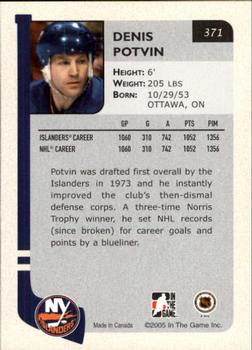 2004-05 In The Game Franchises US East #371 Denis Potvin Back