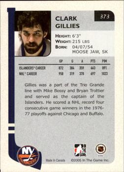 2004-05 In The Game Franchises US East #373 Clark Gillies Back