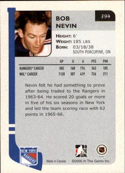 2004-05 In The Game Franchises US East #394 Bob Nevin Back