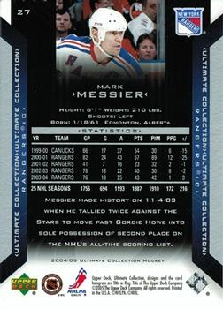 2004-05 Upper Deck Ultimate Collection #27 Mark Messier Back