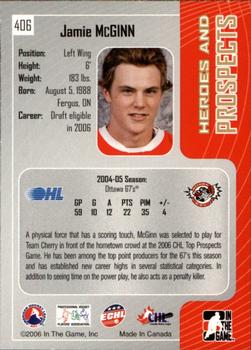 2005-06 In The Game Heroes and Prospects #406 Jamie McGinn Back