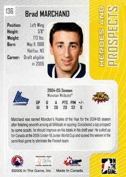 2005-06 In The Game Heroes and Prospects #136 Brad Marchand Back