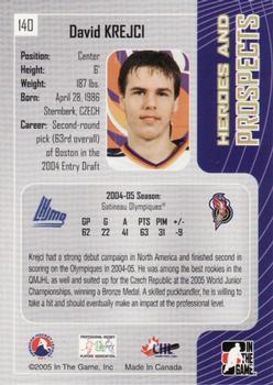 2005-06 In The Game Heroes and Prospects #140 David Krejci Back