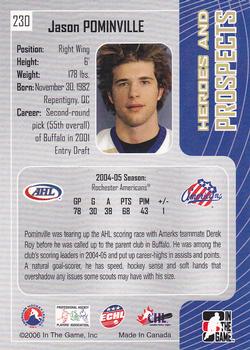 2005-06 In The Game Heroes and Prospects #230 Jason Pominville Back