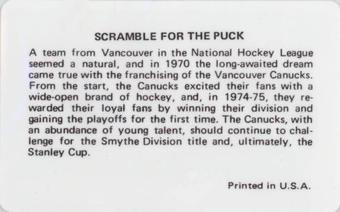 1975-76 Popsicle #NNO Vancouver Canucks Back