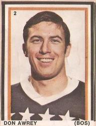 1970-71 Eddie Sargent / Finast NHL Players Stickers #2 Don Awrey Front