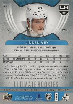 2013-14 Upper Deck Ultimate Collection #87 Linden Vey Back