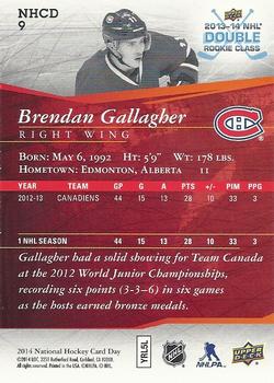 2014 Upper Deck National Hockey Card Day Canada #NHCD 9 Brendan Gallagher Back
