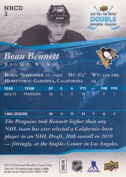 2014 Upper Deck National Hockey Card Day USA #NHCD 3 Beau Bennett Back