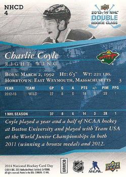 2014 Upper Deck National Hockey Card Day USA #NHCD 4 Charlie Coyle Back