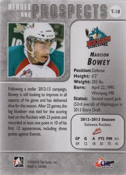 2013-14 In The Game Heroes and Prospects - Tenth Anniversary Tribute #T-18 Madison Bowey Back