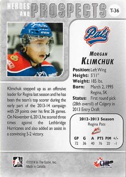 2013-14 In The Game Heroes and Prospects - Tenth Anniversary Tribute #T-36 Morgan Klimchuk Back