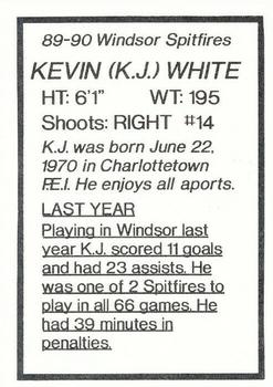 1989-90 7th Inning Sketch Windsor Spitfires (OHL) #NNO Kevin White Back