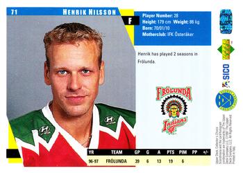 1997-98 Collector's Choice Swedish #71 Henrik Nilsson Back