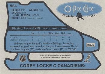 2008-09 O-Pee-Chee - 1979-80 Retro #524 Corey Locke Back