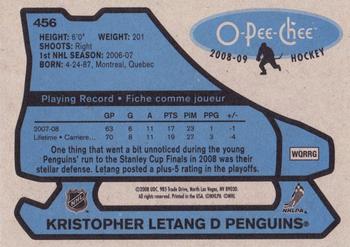 2008-09 O-Pee-Chee - 1979-80 Retro #456 Kristopher Letang Back