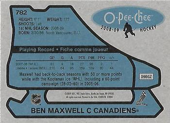 2008-09 O-Pee-Chee - 1979-80 Retro #782 Ben Maxwell Back