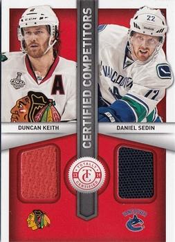 2013-14 Panini Totally Certified - Certified Competitors Jerseys Red #CC-KS Duncan Keith / Daniel Sedin Front