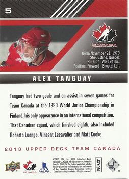 2013 Upper Deck Team Canada #5 Alex Tanguay Back