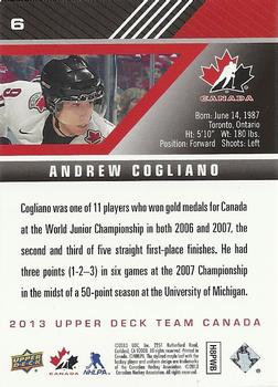2013 Upper Deck Team Canada #6 Andrew Cogliano Back