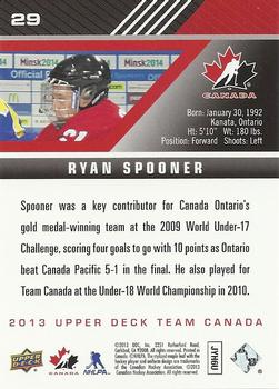 2013 Upper Deck Team Canada #29 Ryan Spooner Back