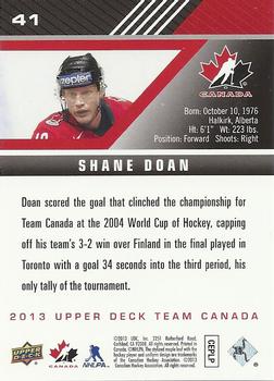 2013 Upper Deck Team Canada #41 Shane Doan Back