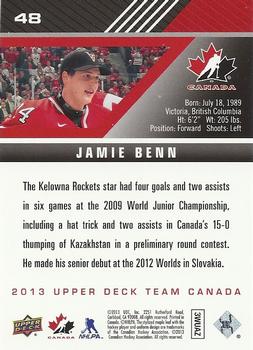 2013 Upper Deck Team Canada #48 Jamie Benn Back