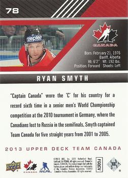 2013 Upper Deck Team Canada #78 Ryan Smyth Back
